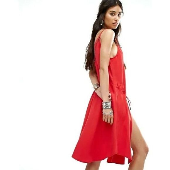 FREE PEOPLE All I Want Oversized V-Neck Asymmetrical Dress Size S Boho Fairy - Picture 5 of 15